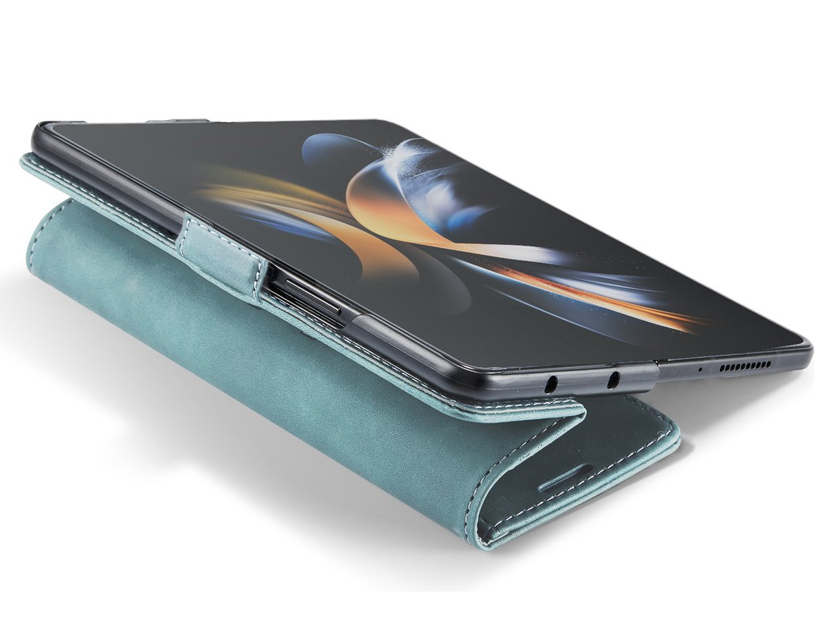 CaseMania Vintage Slim Bookcase Aqua - Samsung Galaxy Z Fold 5 hoesje