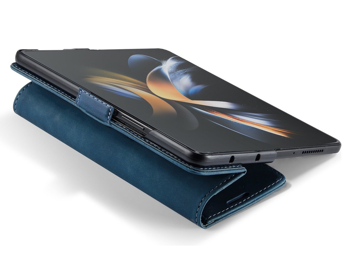 CaseMania Vintage Slim Bookcase Blauw - Samsung Galaxy Z Fold 5 hoesje