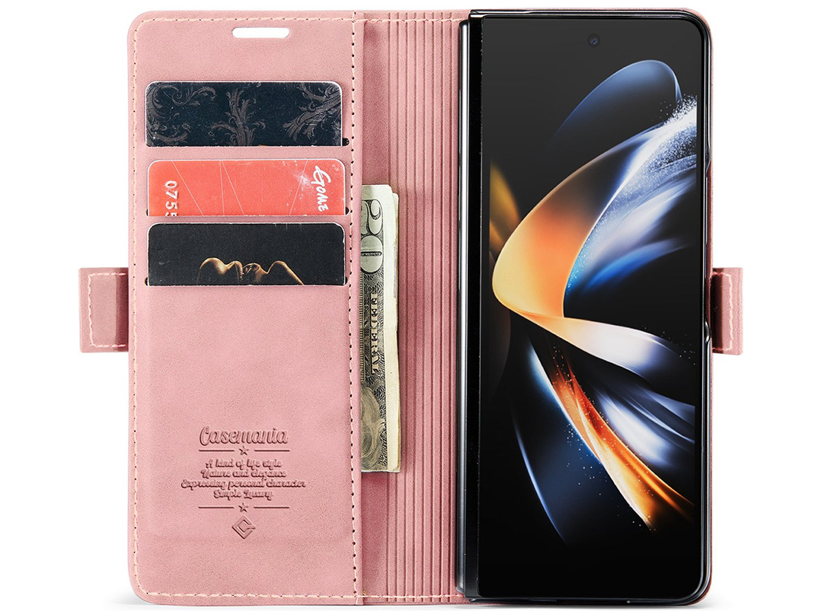 CaseMania Vintage Slim Bookcase Roze - Samsung Galaxy Z Fold 5 hoesje