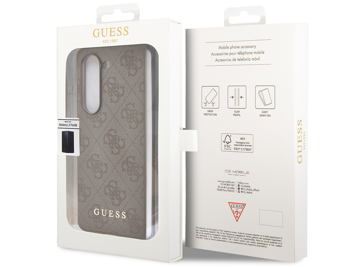 Guess Monogram Case Bruin - Samsung Galaxy Z Fold 5 hoesje