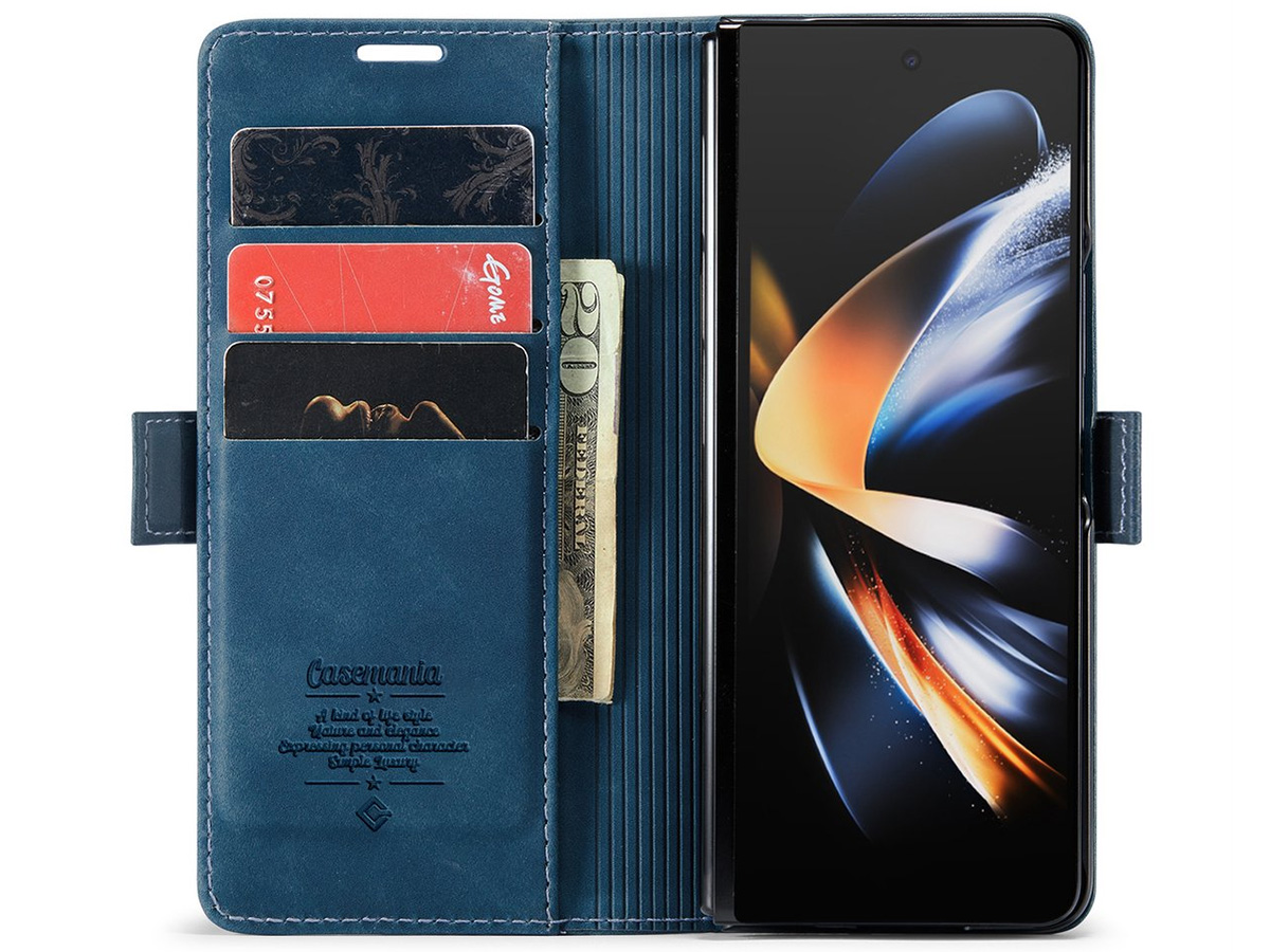 CaseMania Vintage Slim Bookcase Donkerblauw - Samsung Galaxy Z Fold 7 hoesje