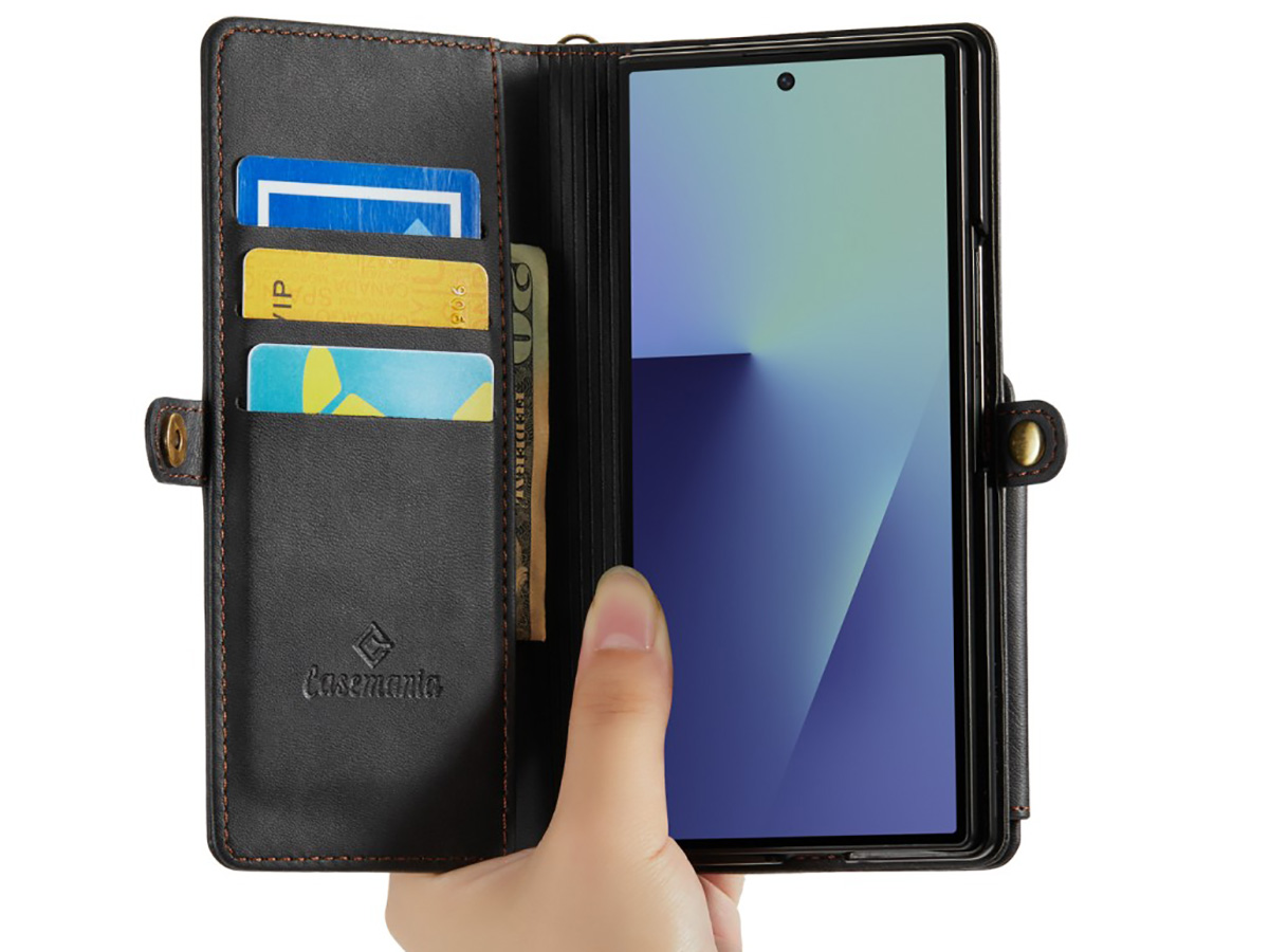CaseMania Stand Wallet Bookcase Zwart - Samsung Galaxy Z Fold 7 hoesje