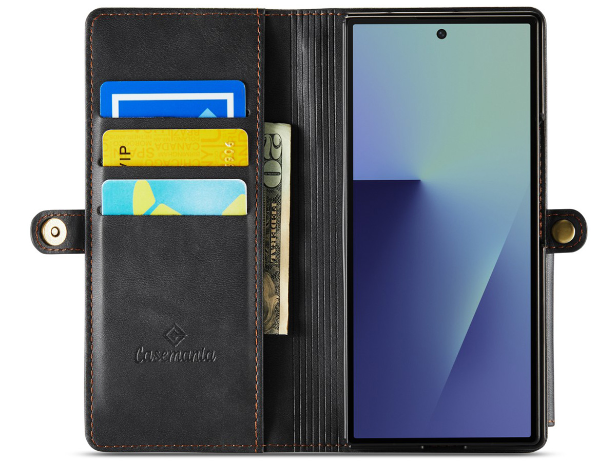 CaseMania Stand Wallet Bookcase Zwart - Samsung Galaxy Z Fold 7 hoesje