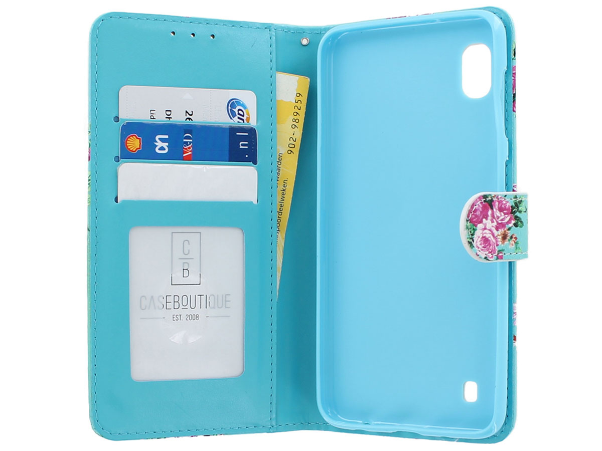 Book Case Mapje Bloemenprint Blauw - Samsung Galaxy A10 hoesje