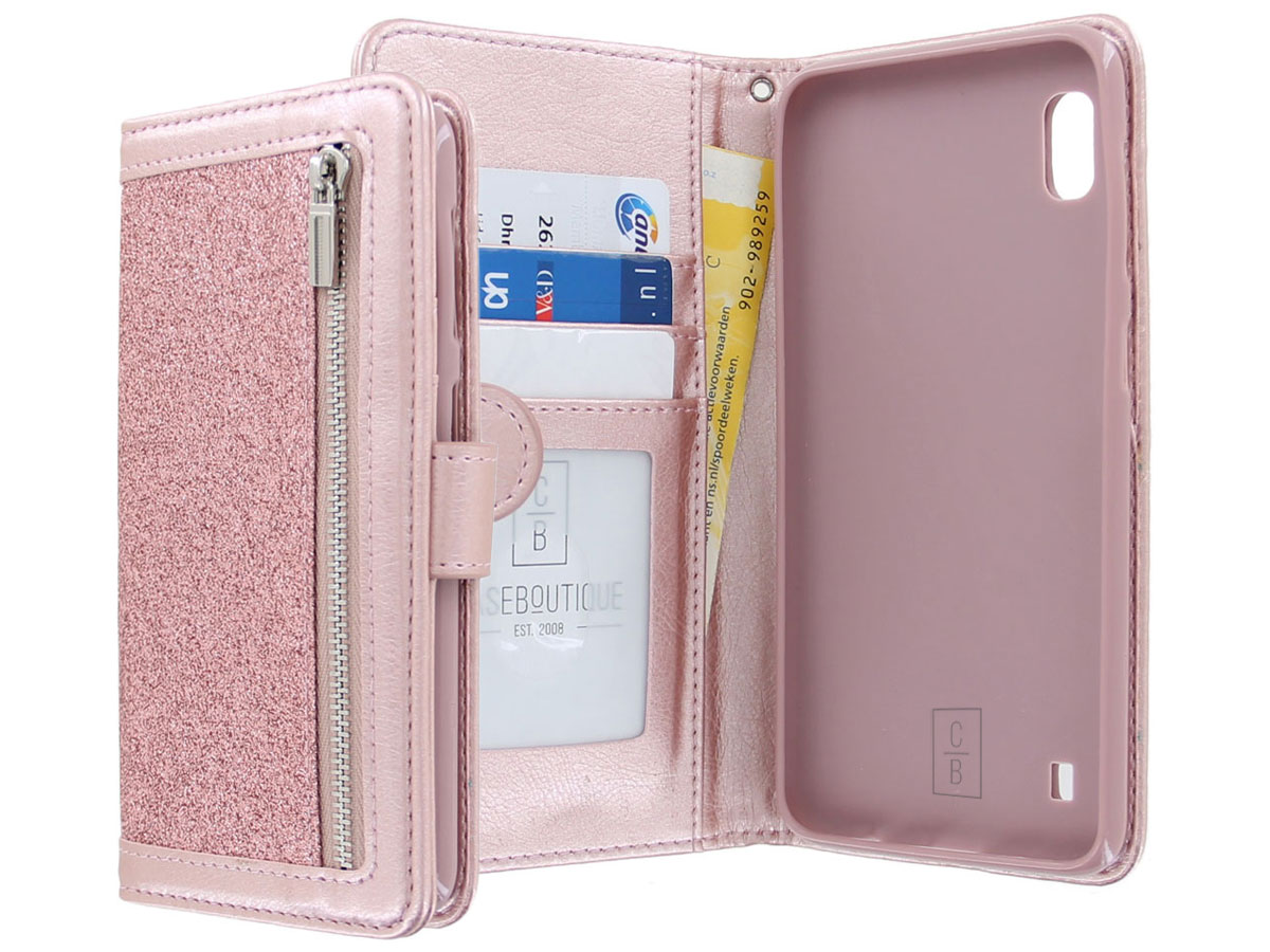 Glitsie Zip Case met Rits Rosé - Samsung Galaxy A10 hoesje