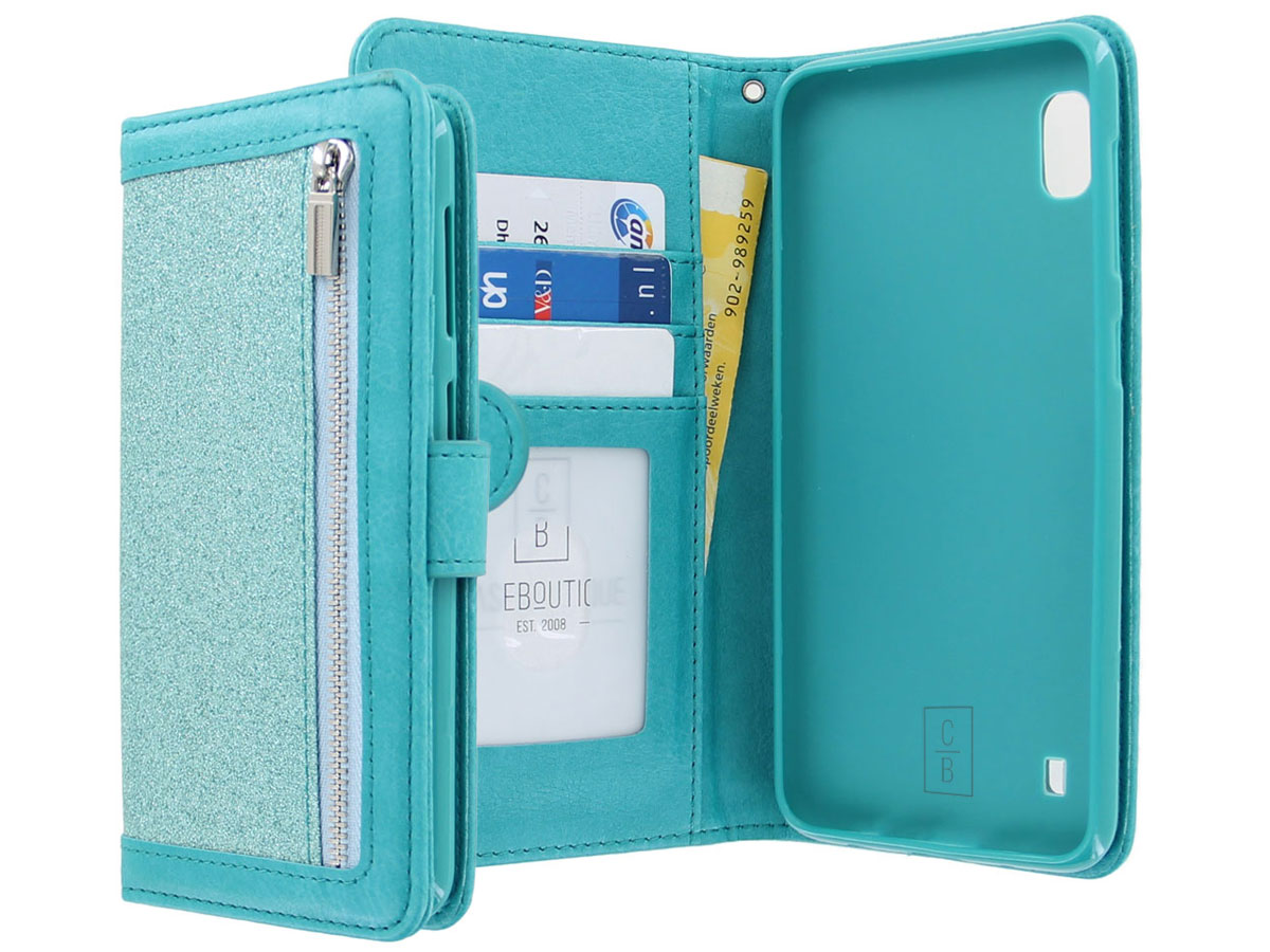 Glitsie Zip Case met Rits Turquoise - Samsung Galaxy A10 hoesje