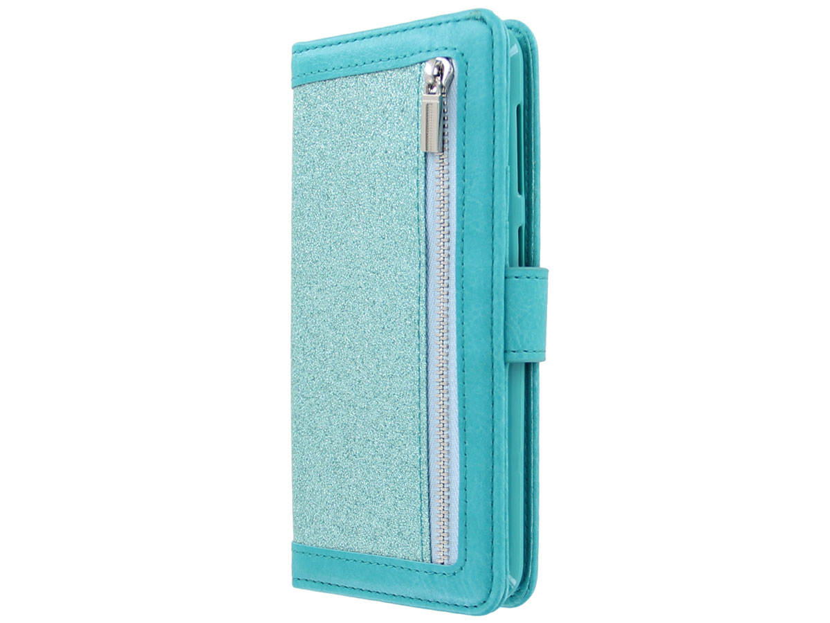 Glitsie Zip Case met Rits Turquoise - Samsung Galaxy A10 hoesje