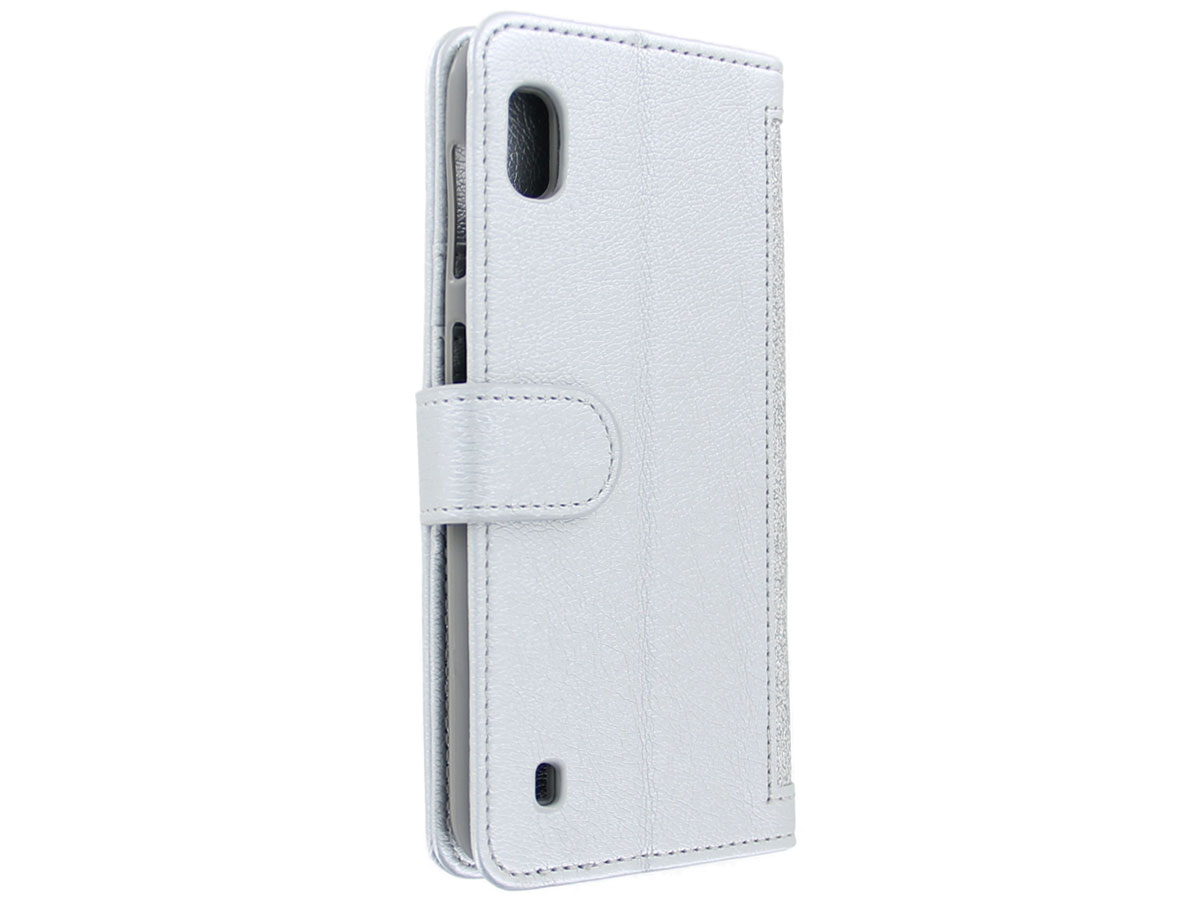 Glitsie Zip Case met Rits Zilver - Samsung Galaxy A10 hoesje