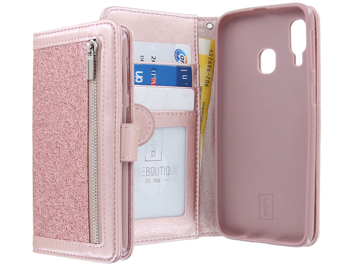 Glitsie Zip Case met Rits Rosé - Samsung Galaxy A20e hoesje