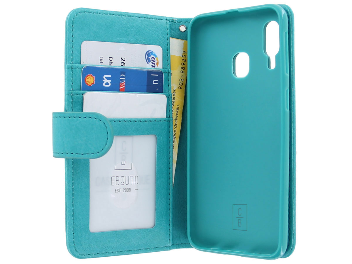 Glitsie Zip Case met Rits Turquoise - Samsung Galaxy A20e hoesje