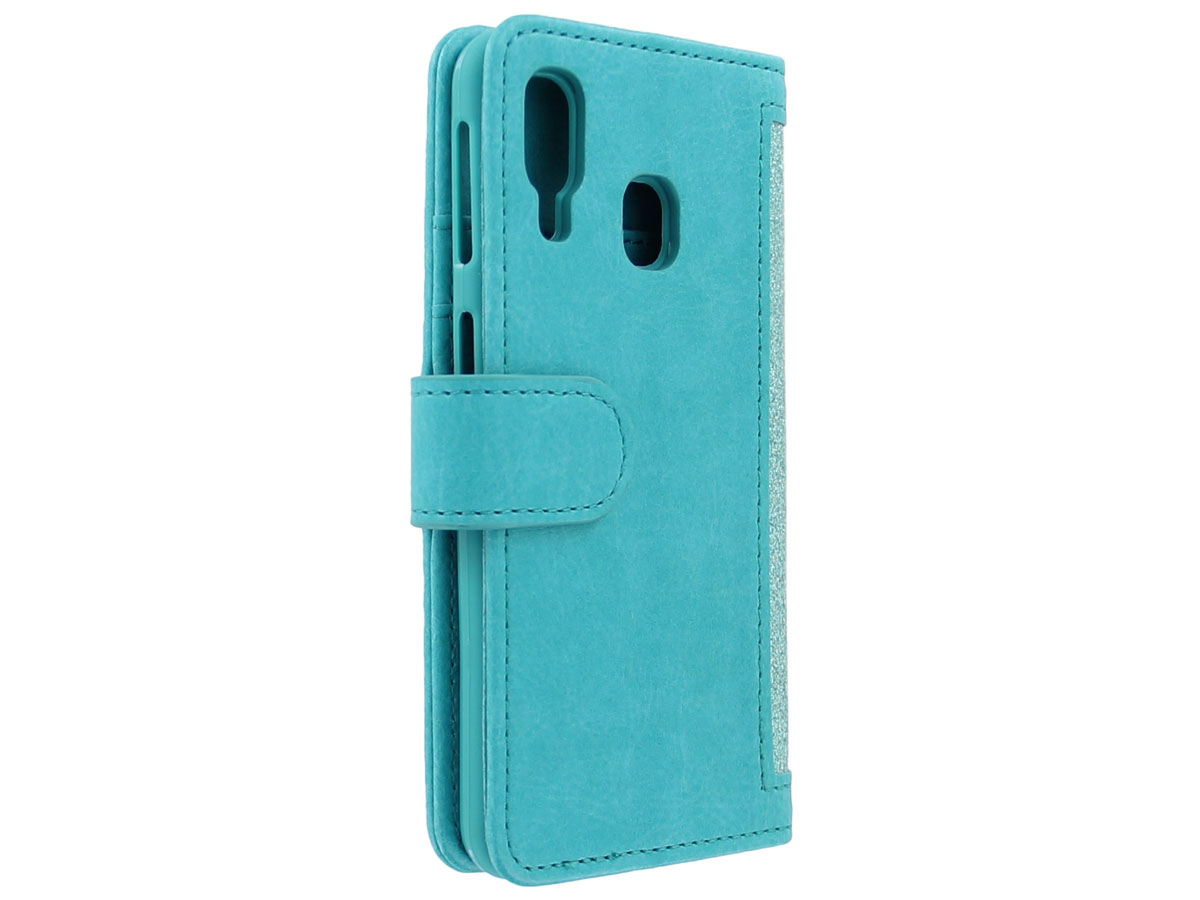 Glitsie Zip Case met Rits Turquoise - Samsung Galaxy A20e hoesje