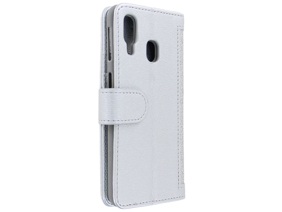 Glitsie Zip Case met Rits Zilver - Samsung Galaxy A20e hoesje