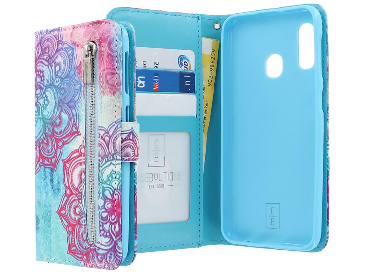 Zip Wallet Case Mandala Print - Samsung Galaxy A20e hoesje