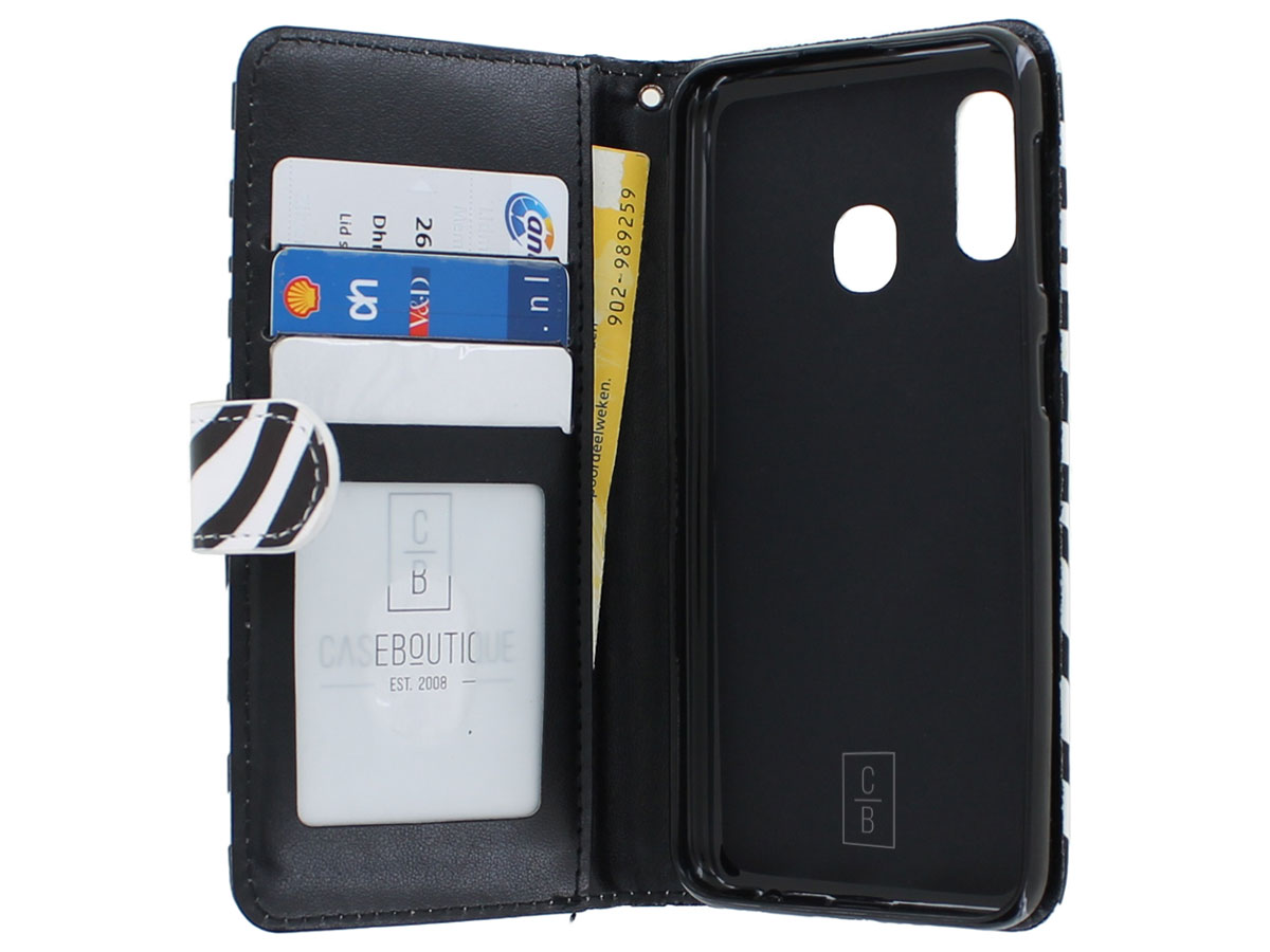 Zip Wallet Case Zebra Print - Samsung Galaxy A20e hoesje