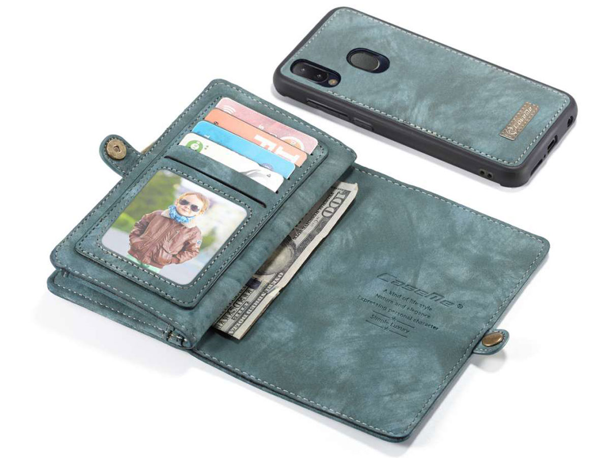 CaseMe 2in1 Wallet Ritsvak Case Blauw - Samsung Galaxy A20e Hoesje