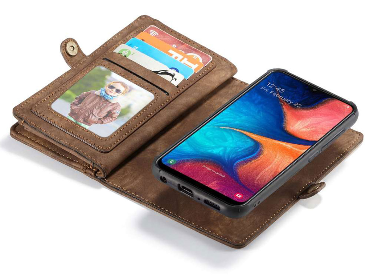 CaseMe 2in1 Wallet Ritsvak Case Bruin - Samsung Galaxy A20e Hoesje