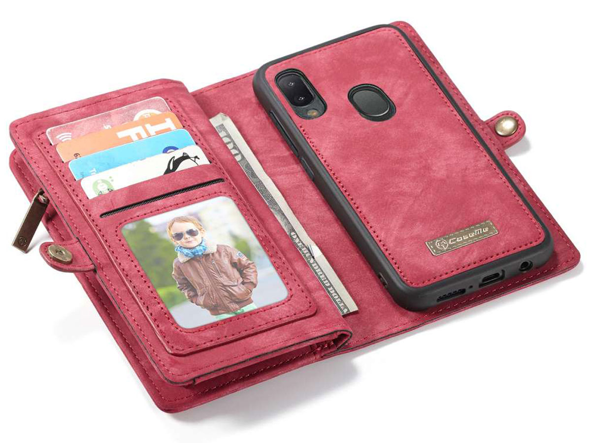 CaseMe 2in1 Wallet Ritsvak Case Rood - Samsung Galaxy A20e Hoesje