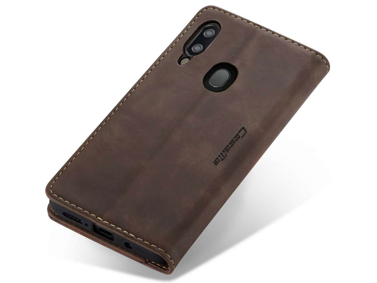 CaseMe Vintage BookCase Bruin - Samsung Galaxy A20e hoesje