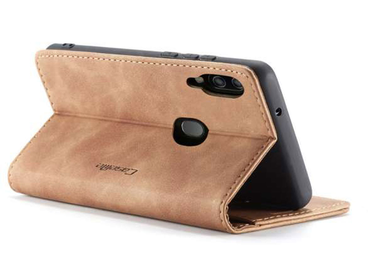 CaseMe Vintage BookCase Tan - Samsung Galaxy A20e hoesje