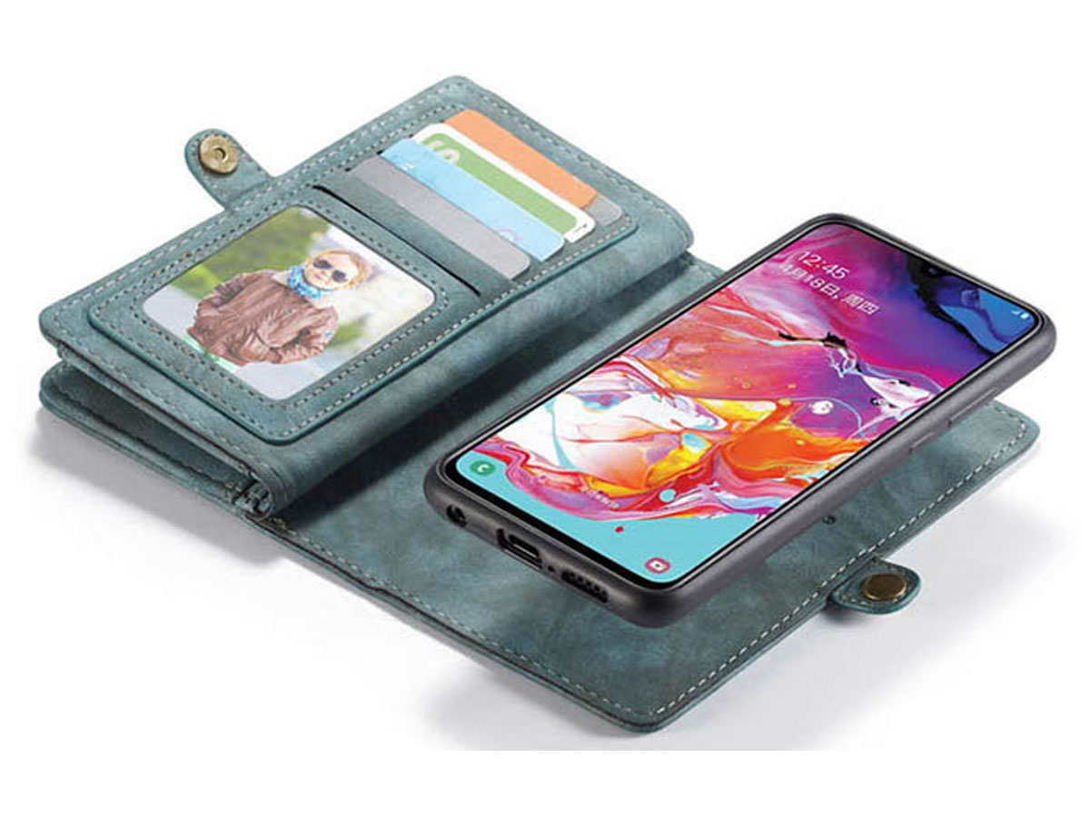 CaseMe 2in1 Wallet Ritsvak Case Blauw - Samsung Galaxy A30s Hoesje