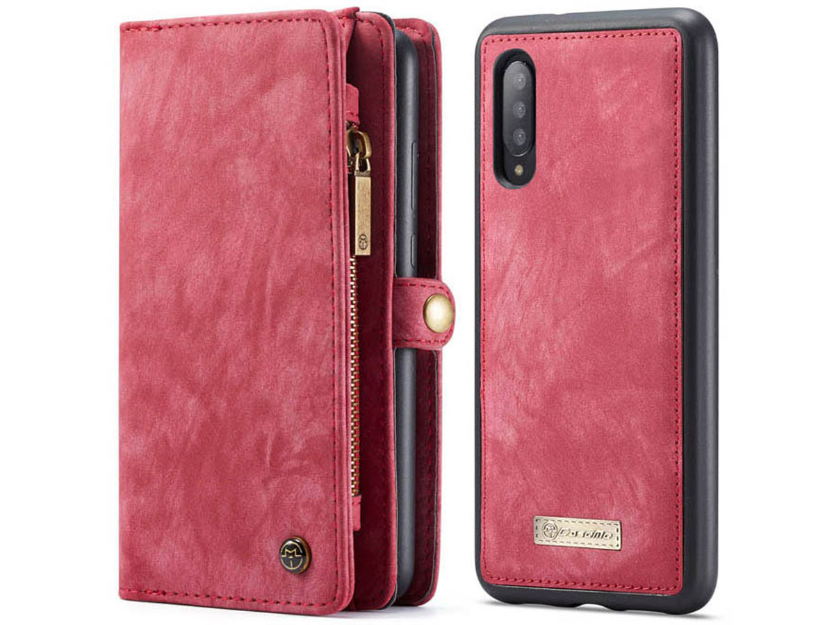 CaseMe 2in1 Wallet Ritsvak Case Rood - Samsung Galaxy A30s Hoesje