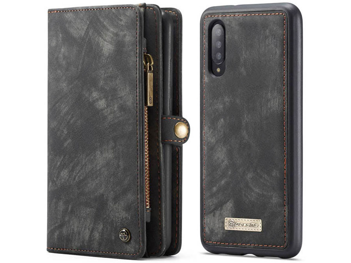 CaseMe 2in1 Wallet Ritsvak Case Zwart - Samsung Galaxy A30s Hoesje