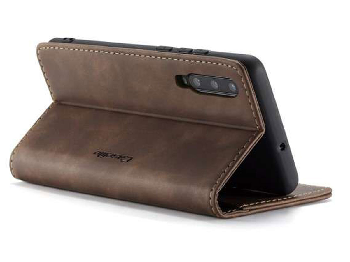 CaseMe Vintage BookCase Bruin - Samsung Galaxy A30s hoesje