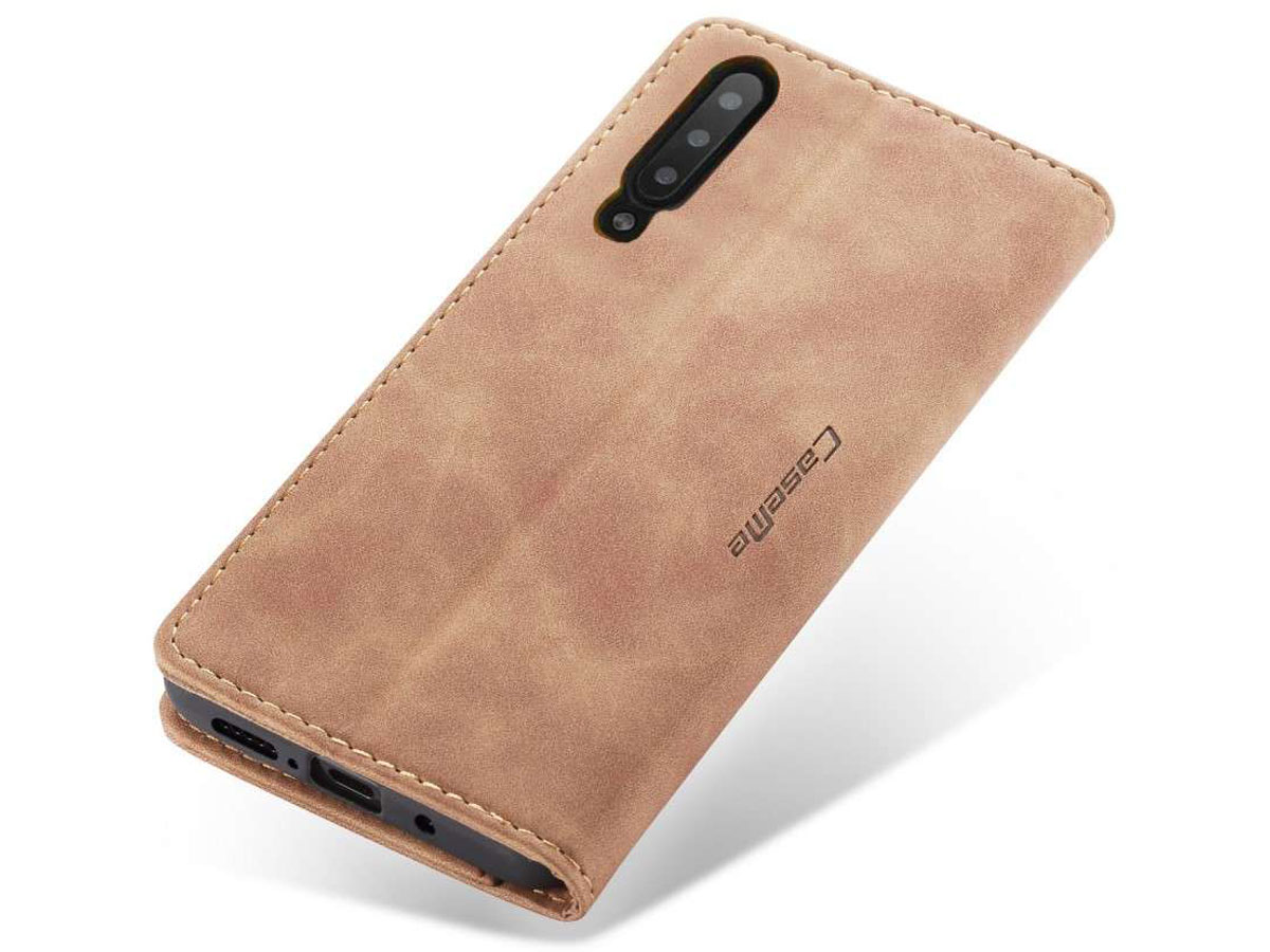 CaseMe Vintage BookCase Tan - Samsung Galaxy A30s hoesje