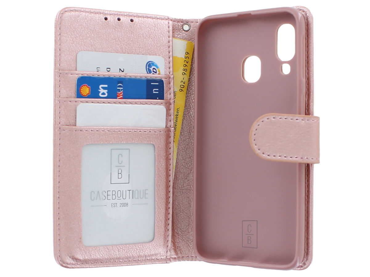 Bookcase Mapje Rosé Goud - Samsung Galaxy A40 hoesje