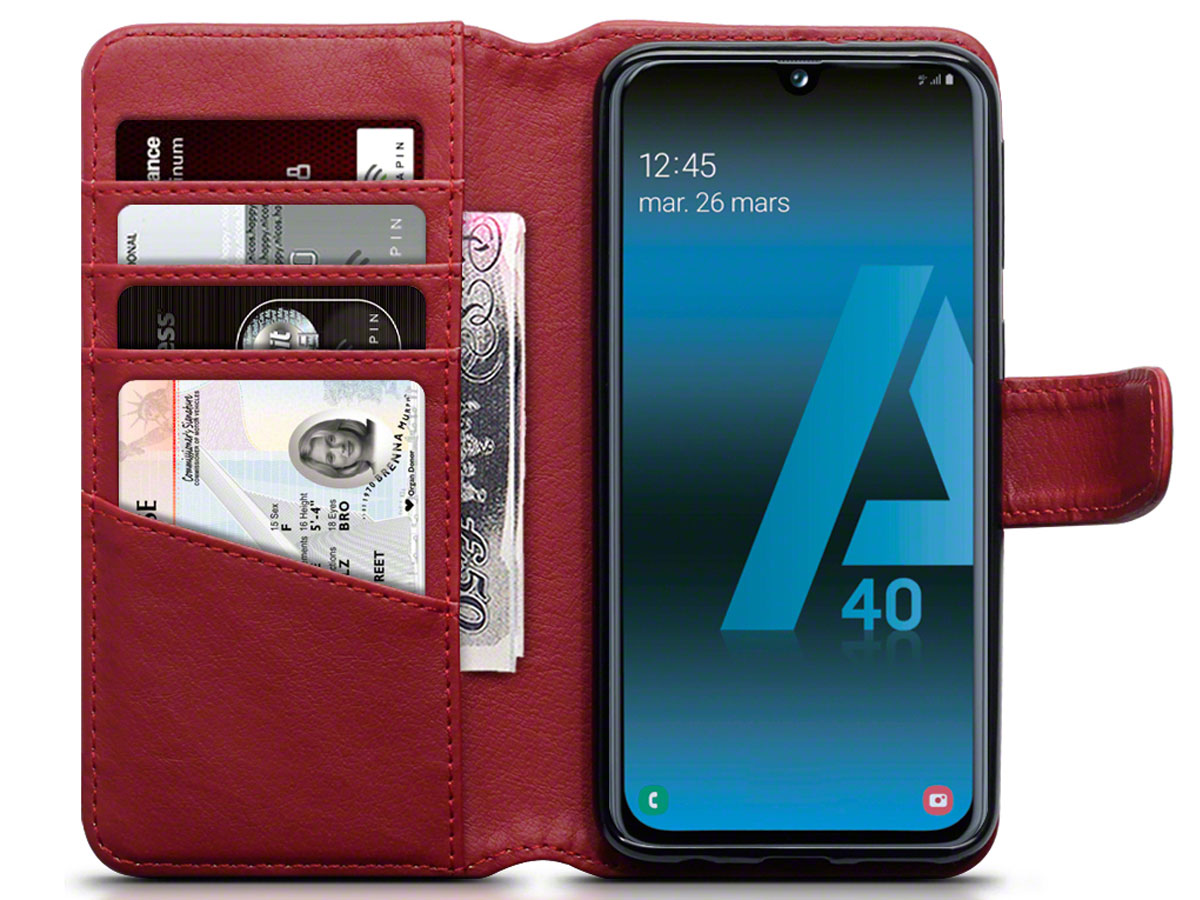 CaseBoutique Leather Wallet Rood Leer - Galaxy A40 hoesje