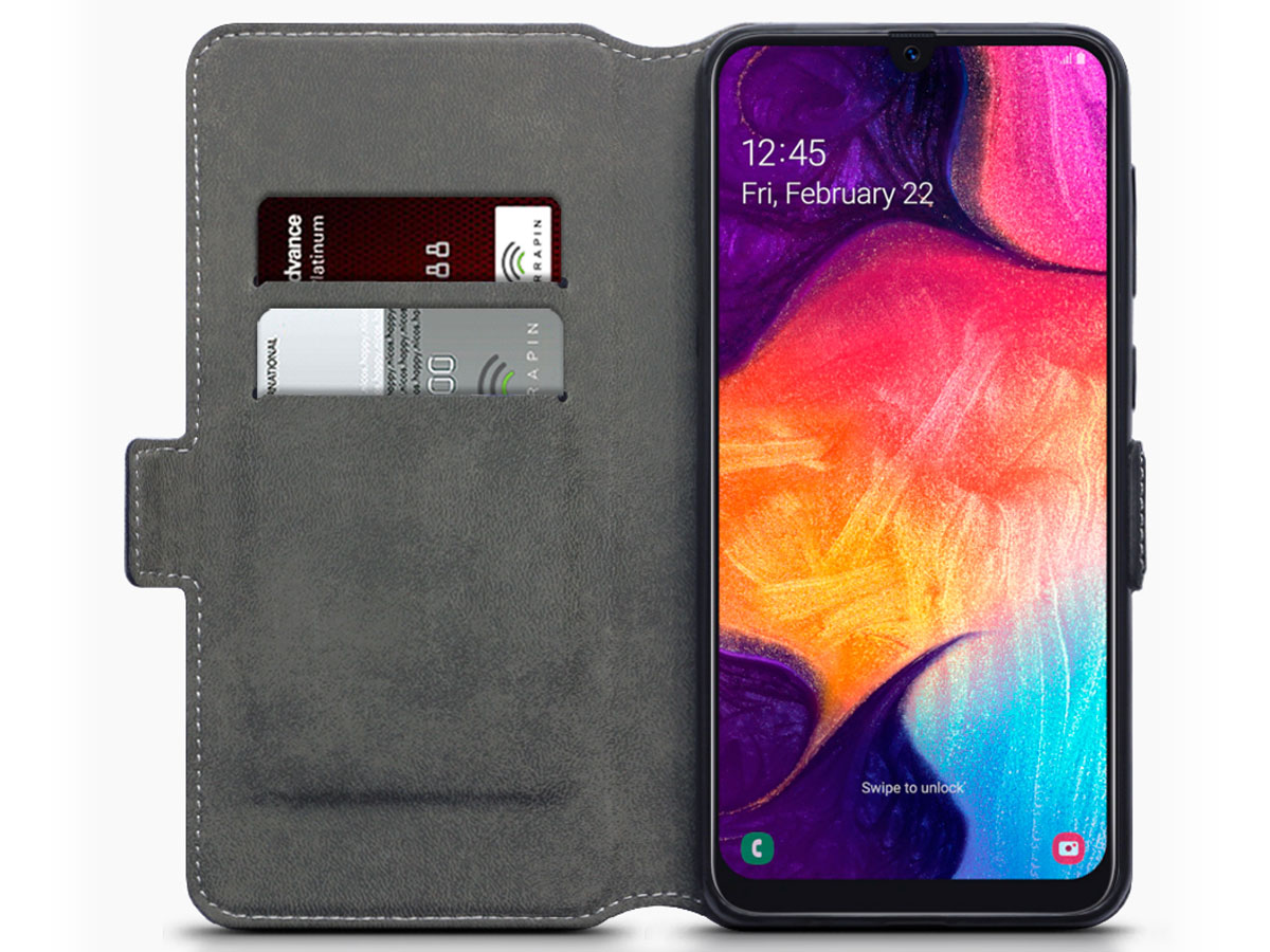 CaseBoutique Slim Wallet Case Zwart - Galaxy A50 hoesje