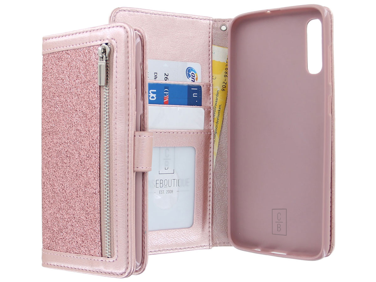 Glitsie Zip Case met Rits Rosé - Samsung Galaxy A50 hoesje