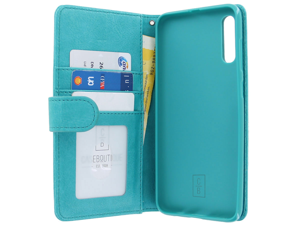 Glitsie Zip Case met Rits Turquoise - Samsung Galaxy A50 hoesje