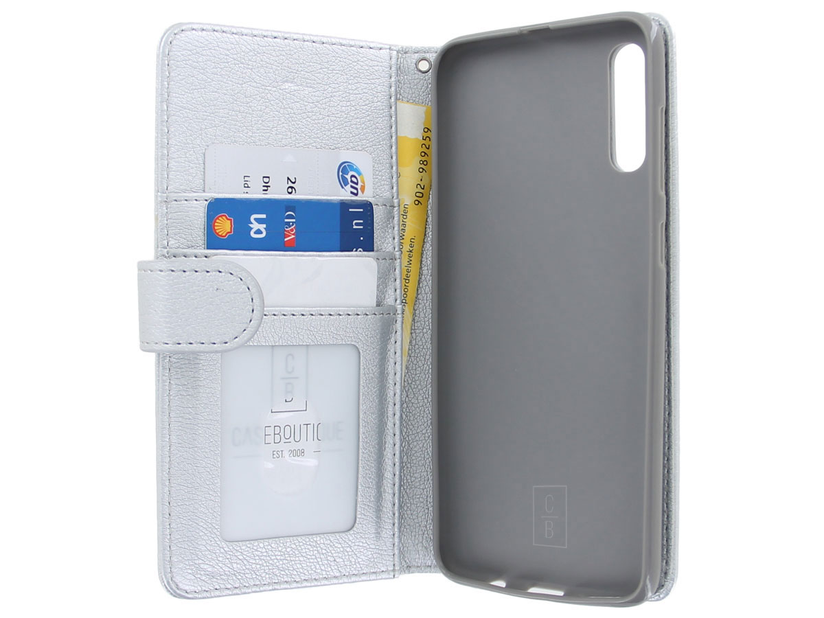 Glitsie Zip Case met Rits Zilver - Samsung Galaxy A50 hoesje