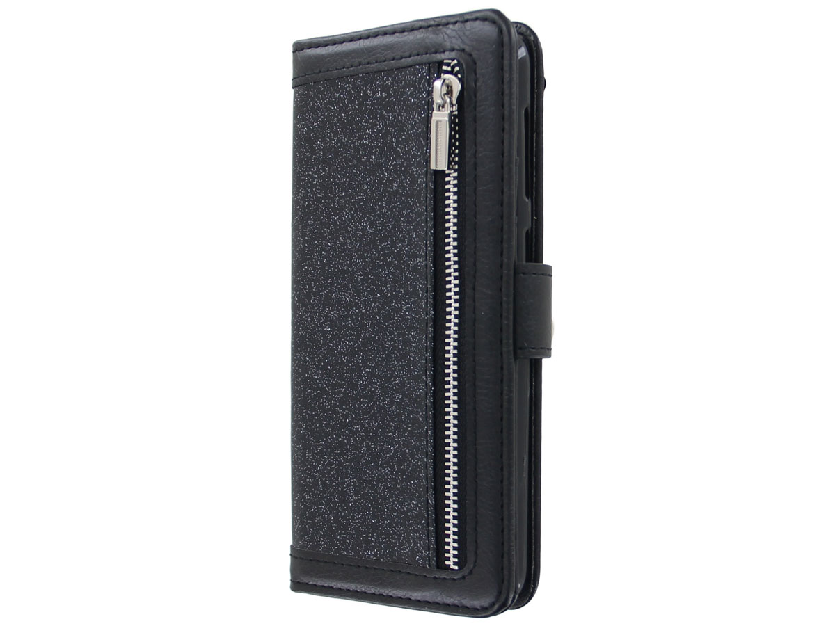 Glitsie Zip Case met Rits Zwart - Samsung Galaxy A50 hoesje