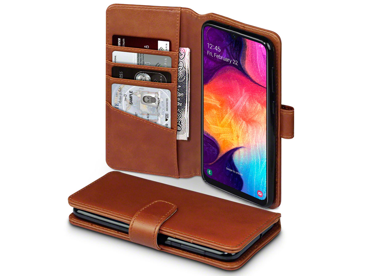 CaseBoutique Wallet Case Cognac Leer - Galaxy A50 hoesje