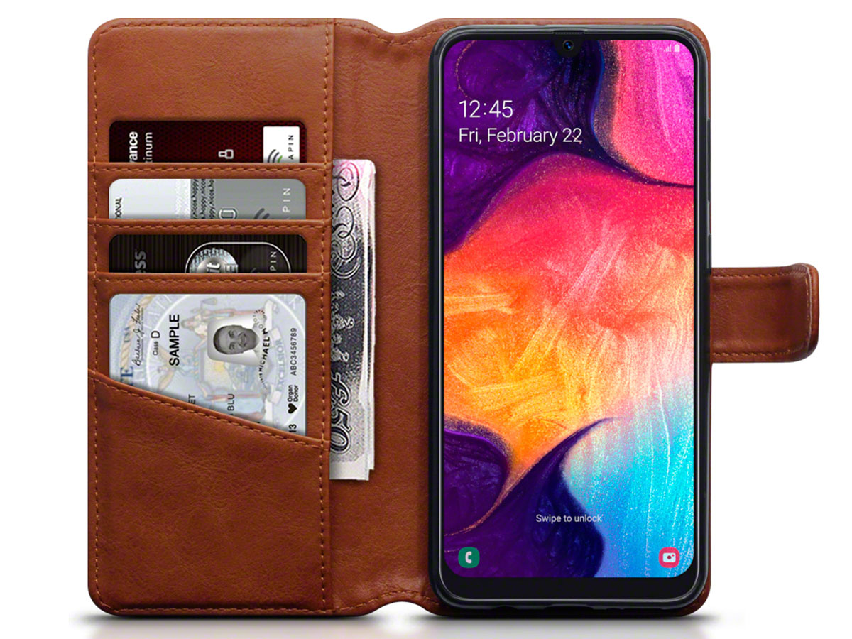 CaseBoutique Wallet Case Cognac Leer - Galaxy A50 hoesje