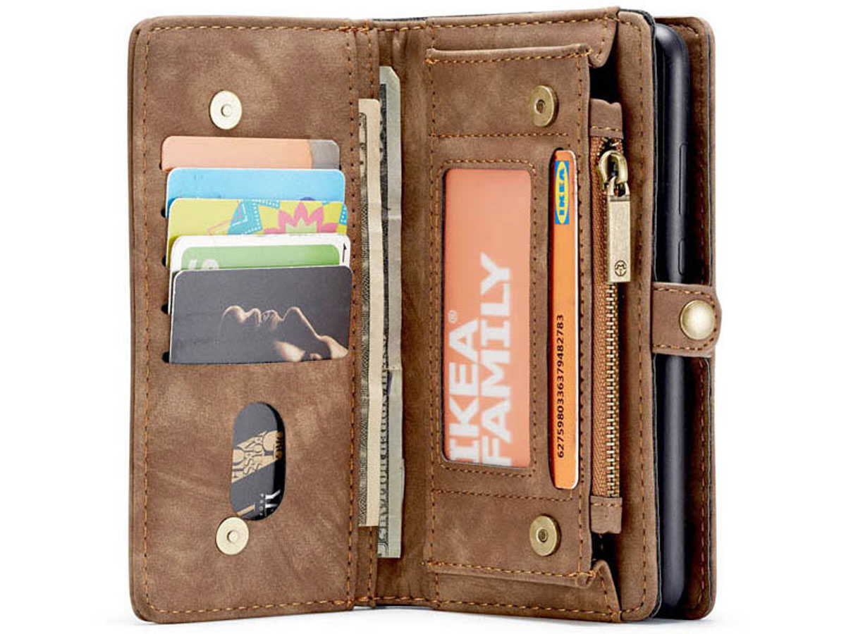 CaseMe 2in1 Wallet Ritsvak Case Bruin - Samsung Galaxy A50 Hoesje