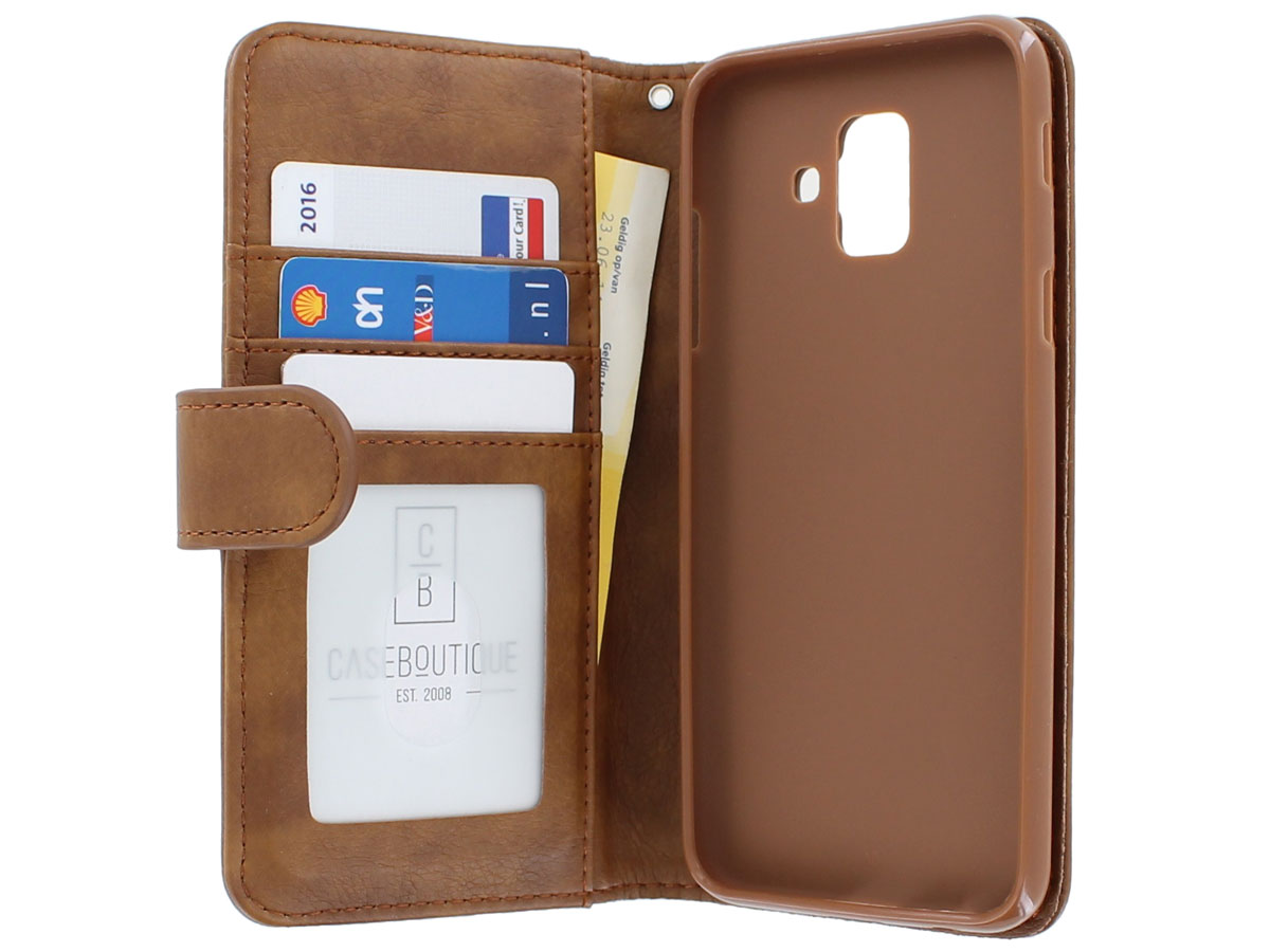 Zipper Wallet Case Bruin - Samsung Galaxy A6 hoesje