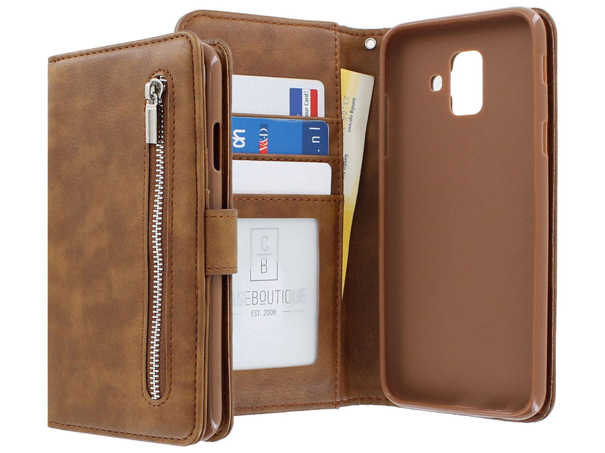 Zipper Wallet Case Bruin - Samsung Galaxy A6 hoesje