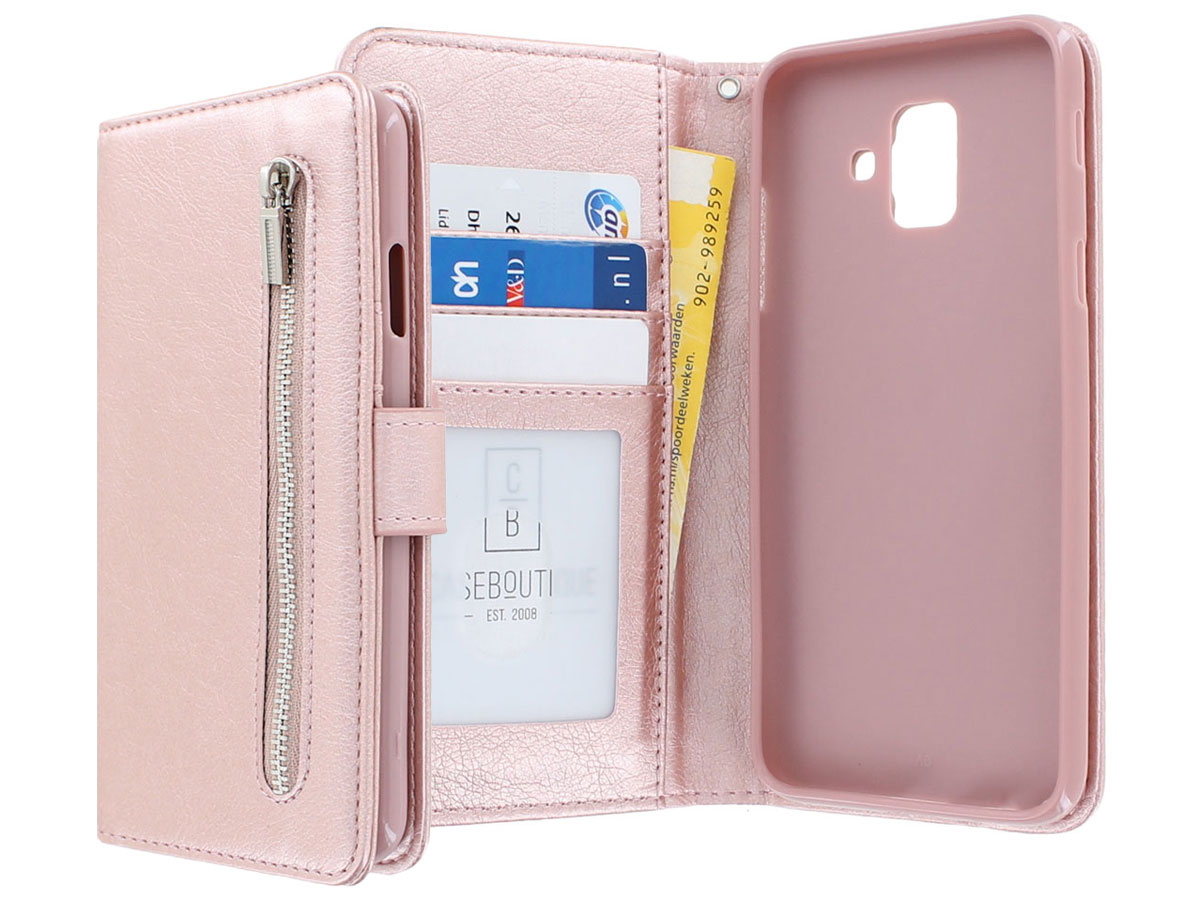 Zipper Wallet Case Rosé Goud - Samsung Galaxy A6 hoesje