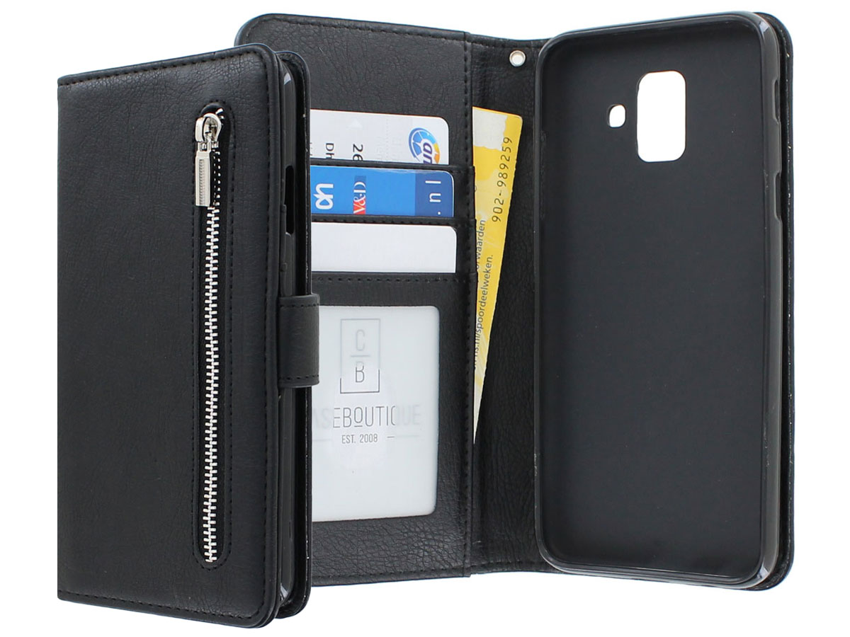Zipper Wallet Case Zwart - Samsung Galaxy A6 hoesje