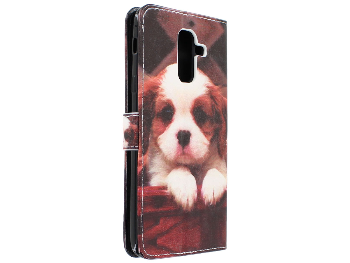 Puppy Dog Bookcase - Samsung Galaxy A6+ 2018 hoesje