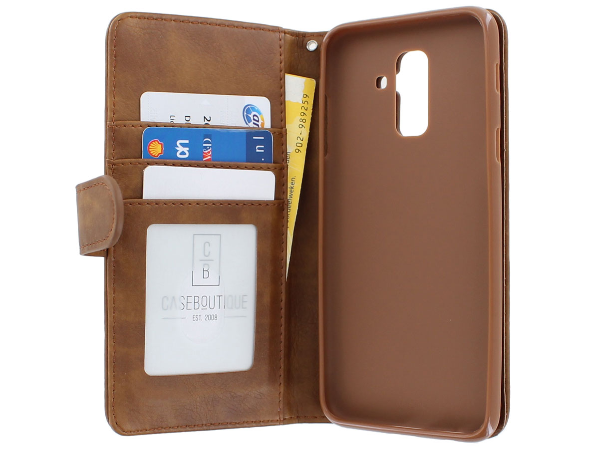 Zipper Wallet Case Bruin - Samsung Galaxy A6+ hoesje