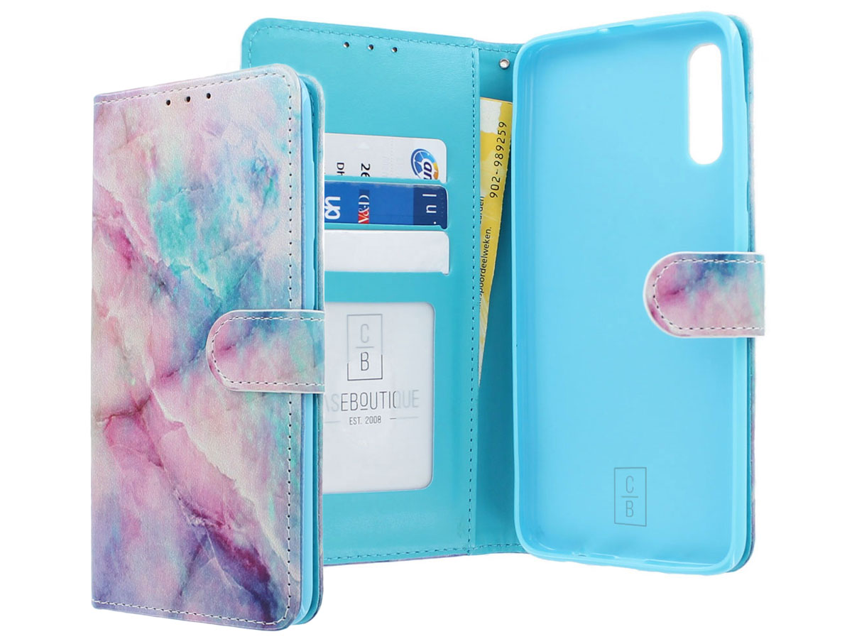 Book Case Mapje Blue Marble - Samsung Galaxy A70 hoesje