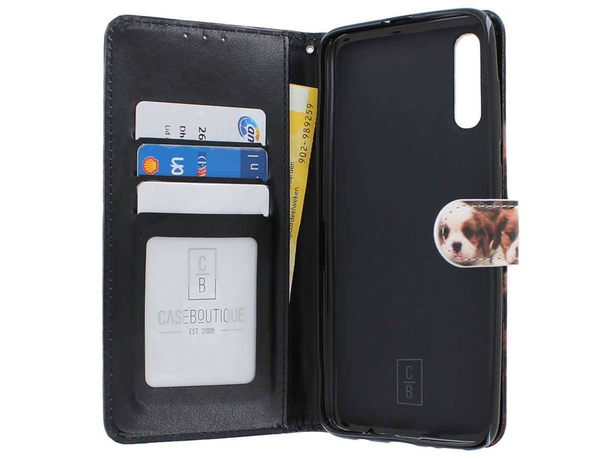 Book Case Mapje Puppy Hond - Samsung Galaxy A70 hoesje