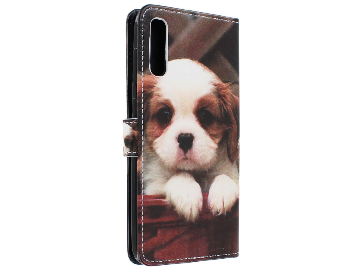 Book Case Mapje Puppy Hond - Samsung Galaxy A70 hoesje