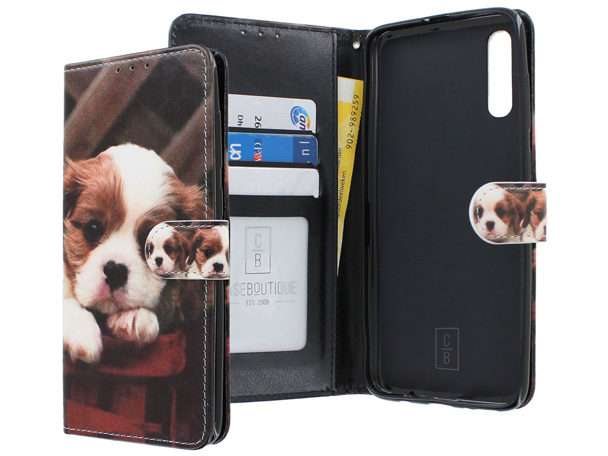 Book Case Mapje Puppy Hond - Samsung Galaxy A70 hoesje