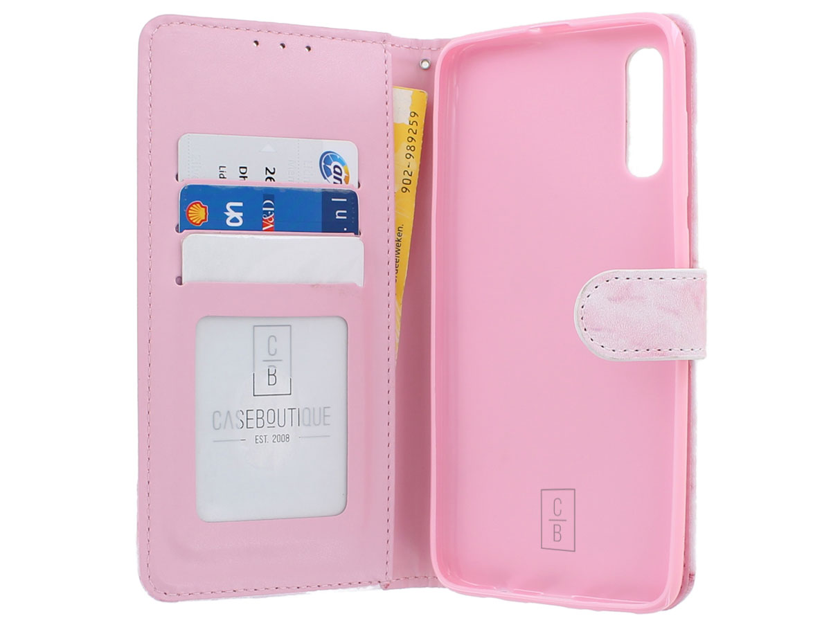 Book Case Mapje Pink Marble - Samsung Galaxy A70 hoesje