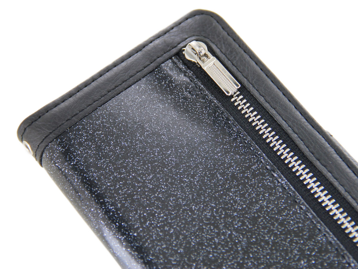 Glitsie Zip Case met Rits Zwart - Samsung Galaxy A70 hoesje